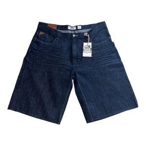 Akdmks Dark Wash Checkered Denim Streetwear Shorts‎ Men's 42